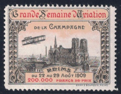 VIGNETTE NEUVE ** GRANDE SEMAINE DE L'AVIATION DE CHAMPAGNE REIMS AOUT 1909 THÈME POSTE AERIENNE AVION - Aviazione