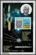 BOLIVIA 1982 The 25th Anniversary Of The Satellite Sputnik RARE IMPERF. MINISHEET MNH (NP#71-P27) - América Del Sur