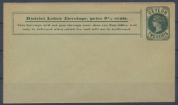 Sri Lanka Ceylon Ganzsache Umschlag 29a Queen Victoria 2c Grün Postal Stationery - Sri Lanka (Ceylon) (1948-...)