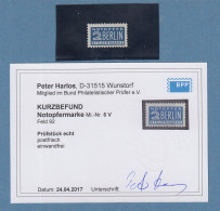 Zwangszuschlagsmarke NOTOPFER BERLIN  Mi.-Nr. 6 V Seltenes Wz ** Gpr. Harlos BPP - Mint