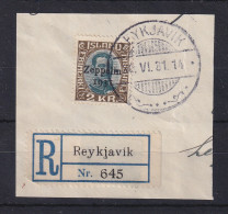 Island 1931 Zeppelin 2 Kr. Mi.-Nr. 149 Gest. Auf Grossem Briefstück - Otros & Sin Clasificación