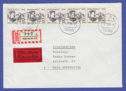 Berliner Frauen 170 Pfg 5er-Streifen Als Portoger. MEF Auf R-Express-Brief.  - Cartas & Documentos