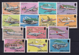 Gibraltar 1982 Freimarken Flugzeuge Mi.-Nr. 432-446 Satz 14 Werte Kpl. ** - Gibraltar