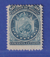 Bolivien 1868 Wappen Im Kreis, 9 Sterne 50 C. Blau Mi.-Nr. 10 Ungebraucht - Bolivia