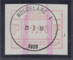 Belgien FRAMA-ATM P3025 Roeselare Mit ET-O 28.2.83 Mit ENDSTREIFEN Wert 07,00 - Altri & Non Classificati