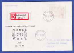 Norwegen / Norge Frama-ATM Mi.-Nr. 2.1b Wert 575 Auf R-FDC Oslo 2.12.80 - Viñetas De Franqueo [ATM]