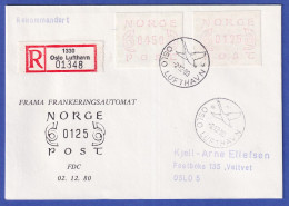 Norwegen / Norge Frama-ATM Mi.-Nr. 2.1b Werte 125 / 450 Auf R-FDC OSLO-Lufthavn - Automatenmarken [ATM]