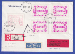 Norwegen / Norge Frama-ATM Mi-Nr. 1.1b Und 2.1a  5 Werte Auf R-Bf. Torshov - Timbres De Distributeurs [ATM]
