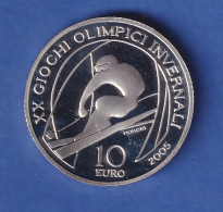 Italien 2005 Silbermünze Olympia Alpiner Skisport 10 Euro 22g, Ag925 PP - Autres & Non Classés