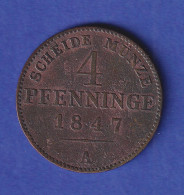 Preußen Kursmünze 4 Pfennige 1847 A - Sonstige & Ohne Zuordnung