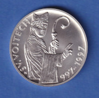 Tschechien 1995 Silbermünze 200 Kronen 1000. Todestag Von Adalbert Von Prag Stg - Czech Republic