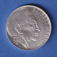 Tschechien 2001 Silbermünze 200 Kronen 100. Geburtstag Von Jaroslav Seifert Stg - República Checa