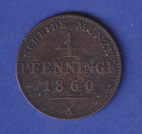 Preußen Kursmünze 4 Pfennige 1860 A  - Andere & Zonder Classificatie