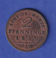 Preußen Kursmünze 2 Pfennige, 1850 A - Autres & Non Classés