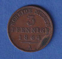 Reuß - Ältere Linie Greiz Umlaufmünze 3 Pfennige 1864 Cu - Autres & Non Classés