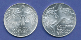 Olympische Spiele 1972, 10DM Silber-Gedenkmünze Olympiastadion   F - 10 Mark