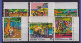 Guinea 1968 Afrikanische Tiermärchen Mi.-Nr. 487-492 A Randstücke Postfrisch ** - Guinée (1958-...)