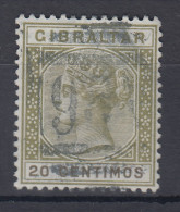Gibraltar 1896 Span. Währung  20 C Grünoliv / Olivbraun  Mi.-Nr. 30b Gestempelt - Gibraltar