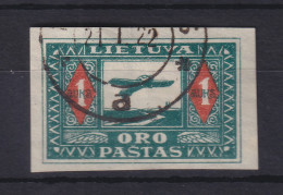 Lietuva / Litauen 1921 Flugpostmarke 1A UNGEZÄHNT Mi.-Nr. 106 U Gestempelt  - Litauen