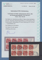 Sudetenland Reichenberg Mi.-Nr 78 K Bzw. 78 D 8er-Block  O Mit Attest Brunel VPP - Sudetenland