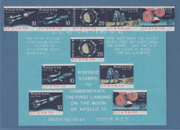 Korea Süd 1969 Mondlandung Apollo 11 Mi.-Nr. 664-68 Und Block 285 ** - Corée Du Sud