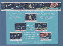 Korea Süd 1969 Mondlandung Apollo 11 Mi.-Nr. 664-68 Und Block 285 ** - Corea Del Sur