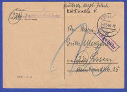 Postkarte Vom Postamt Koblenz Im Mai 1946 Gel. Nach Essen, Nachtaxiert ! - Brieven En Documenten