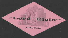 CANADA - OTTAWA - Hotel LORD ELGIN Luggage Label - 14 X 7,5 Cm (see Sales Conditions) - Adesivi Di Alberghi
