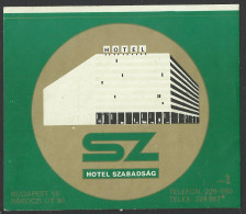 HUNGARY - BUDAMPEST - Hotel, SZABADSAG Luggage Label - 10 X 9 Cm (see Sales Conditions) - Etiquettes D'hotels