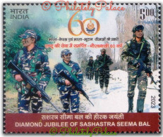 India 2023 Sashastra Seema Bal,Police,Forces,Borders With Nepal And Bhutan, 1v Stamp MNH (**) Inde Indien - Nuovi