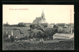 AK Lommatzsch, Teilansicht Mit Kirche  - Lommatzsch