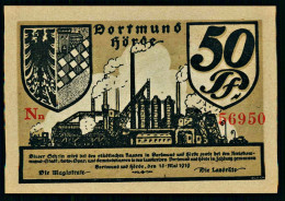 A10  ALLEMAGNE   BILLETS DU MONDE   BANKNOTES  50 Pfennig German Notgeld Dortmund Horde, 1919 - Sammlungen