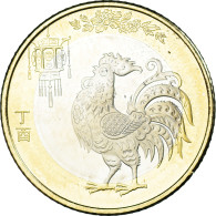 Monnaie, Chine, 10 Yüan, 2017, Année Du Coq, SPL, Bi-Métallique: Centre - China