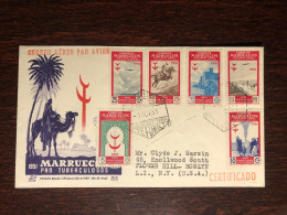 MARRUECOS FDC COVER 1951 YEAR TUBERCULOSIS TBC HEALTH MEDICINE STAMPS - Marruecos Español