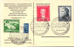 Alliierte Besetzung 108-110 Gestempelt Auf AK, SST 28. Aug, 1949 Bi-Zone #HC842 - Storia Postale