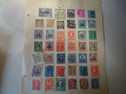 CHILE   41 OLD STAMPS ON PAPERS PAGES WITH POSTMARK  AND MLN  3 SCAN - Chile