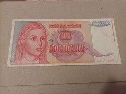 Billete Yugoslavia, 1000000000 Dinara, Año 1993 - Jugoslavia