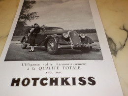 ANCIENNE PUBLICITE QUALITE TOTALE VOITURE DE HOTCHKISS  1936 - Automobili