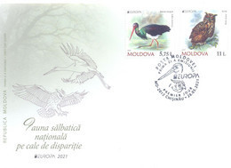 2021. Moldova, Europa 2021, Endangered National Wildlife/Birds, FDC With Set, Mint/** - Moldova