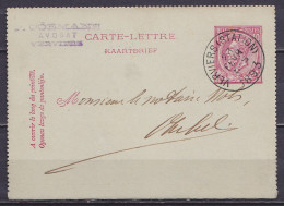 Carte-lettre 10c Rose (N°46) Càd VERVIERS (STATION) /28 FEVR 1893 Pour AUBEL (au Dos: Càd Arrivée AUBEL) - Kartenbriefe