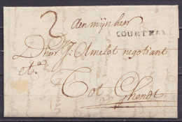 L. Datée 20 Décembre 1751 De CORTRYCK Pour GENDT (Gent) - Griffe "COUTRAI" - Port "2" - 1714-1794 (Pays-Bas Autrichiens)
