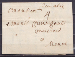 L. Datée 19 Mars 1719 De MALINES Pour MENEN - Man. "Demalines" - Port "4" - 1714-1794 (Oesterreichische Niederlande)