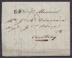 L. Datée 22 Novembre 1815 De NAMUR Pour COURTRAY - Griffe "NAMUR" & Port "3" - 1815-1830 (Période Hollandaise)