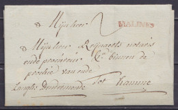 L. Datée 18 Août 1774 De MECHELEN Pour HAMME Langhs Dendermonde - Griffe Rouge "MALINES" - Port "2" - 1714-1794 (Paesi Bassi Austriaci)