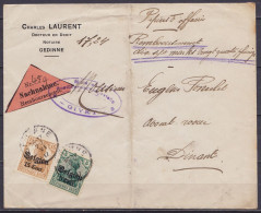 L. Contre-remboursement (papiers D'affaires) Affr. OC12+OC15 Càd GEDINNE /27 VI 1917 Pour Avocat à DINANT - Cachet Censu - OC1/25 Governo Generale