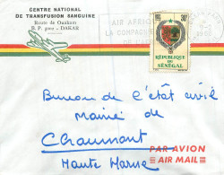 SENEGAL Timbre 30 F Sur Enveloppe Par Avion Centre Transfusion Sanguine DAKAR - Autres - Afrique
