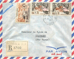 CAMEROUN . Timbres 5f ET 40f SUR ENVELOPPE PAR AVION  Recommandé R3700  DOUALA . - Cameroun (1960-...)