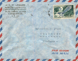 MADAGASCAR . Timbre 15F Sur Enveloppe Par Avion De J.C.A. LEMAIRE Tananarive .  - Madagascar (1960-...)