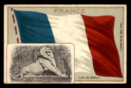 90 - LE LION DE BELFORT ET LE DRAPEAU FRANCAIS - CARTE GAUFREE - Belfort – Le Lion