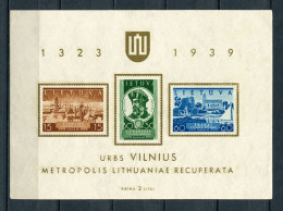 Lithuania 1940 Mi. 446/8 Block 2 Sc 316a Recovery Of Vilnius Issue MNH** - Litauen